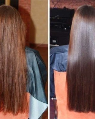 Ламинирование на длинные волосы - до и после