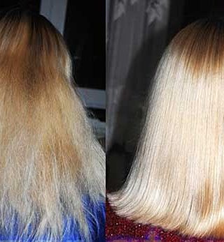 Ламинирование обесцвеченных волос - до и после